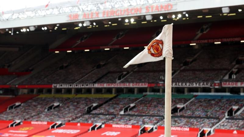 Manchester United logo and flag